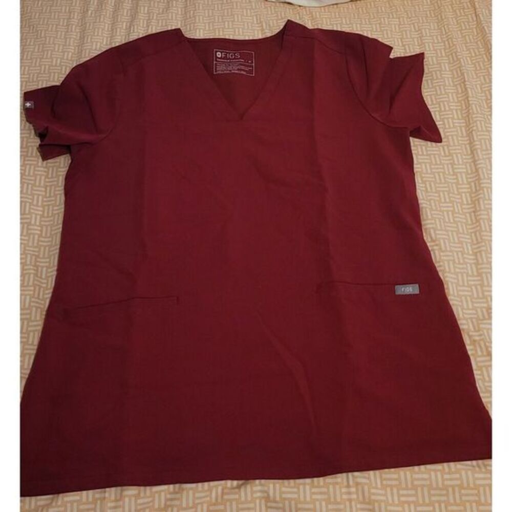 FIGS Women's Set  Maroon Catarina One-pocket top & High Waisted Zamora Pants Set